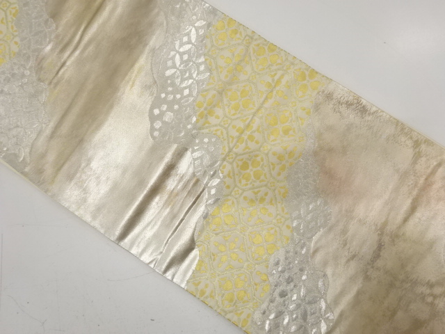 JAPANESE KIMONO / ANTIQUE FUKURO OBI / SILK / WOVEN FLORAL KIKKO